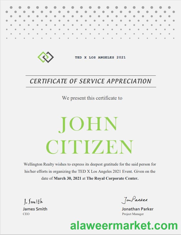 USA Service certificate